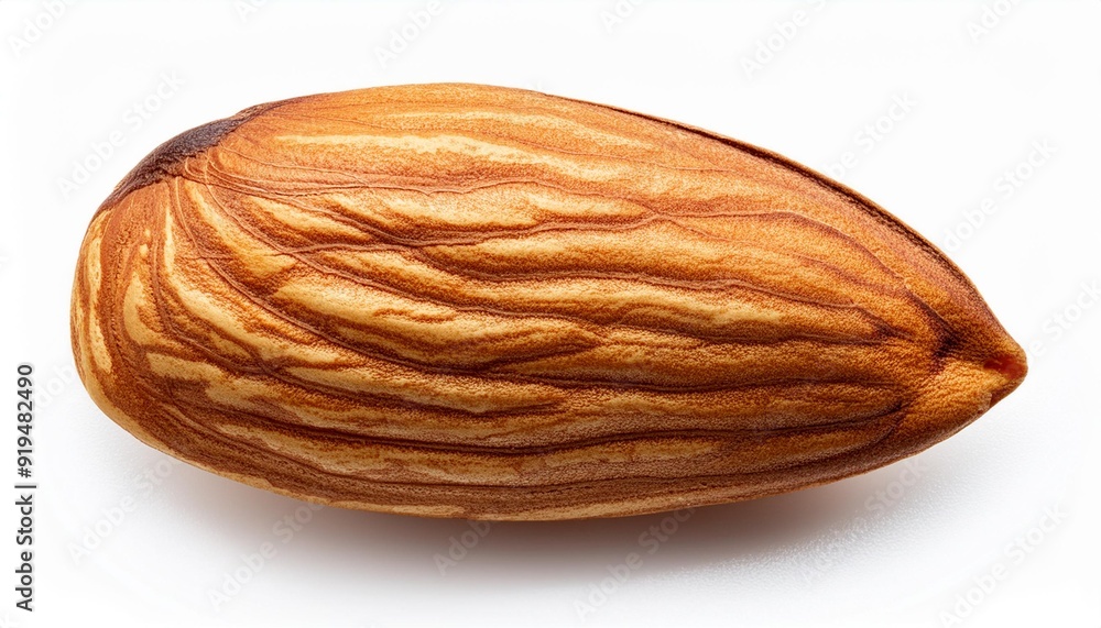 Almond isolated. One almond on white background..Almond nut top view. Almond isolated. One almond on white background..Almond nut top view.