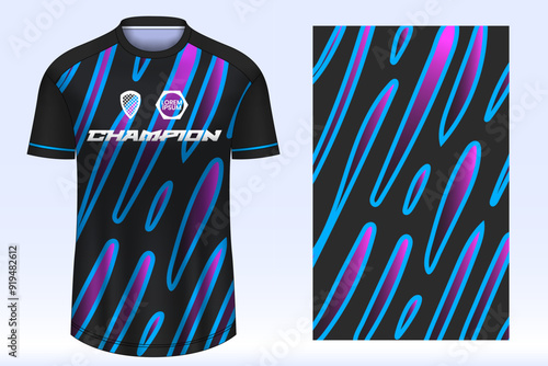 Soccer jersey design sport t-shirt. Mockup jersey for team football club. Uniform jersey front view.
