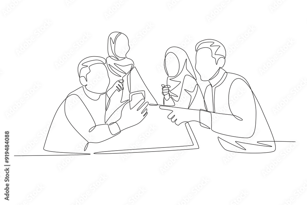 Family gatherings concept one-line drawing Family gatherings concept one-line drawing