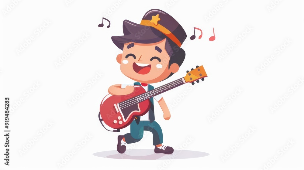 Chibi musician, occupation character, flat design illustration, musical, isolated on white background Chibi musician, occupation character, flat design illustration, musical, isolated on white background