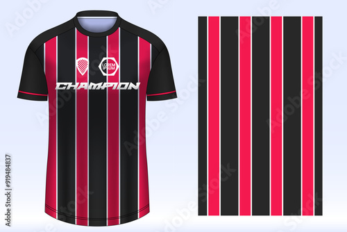 Soccer jersey design sport t-shirt. Mockup jersey for team football club. Uniform jersey front view.