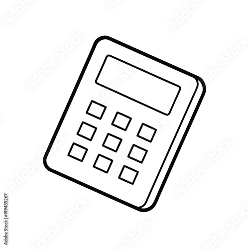 Classic Calculator Vector Art. Black and White Design for Digital Use.