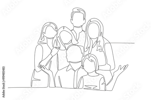 Family gatherings concept one-line drawing
