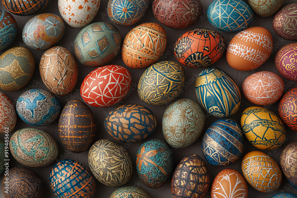Easter Eggs with Intricate Designs. Easter Eggs with Intricate Designs.