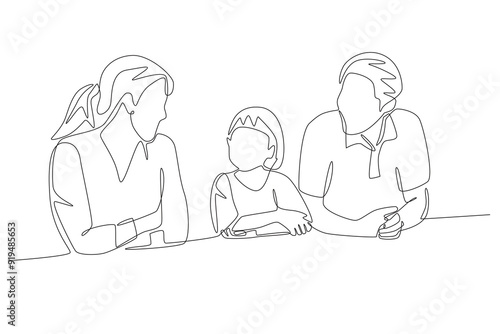 Family gatherings concept one-line drawing