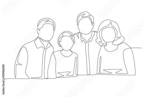 Family gatherings concept one-line drawing