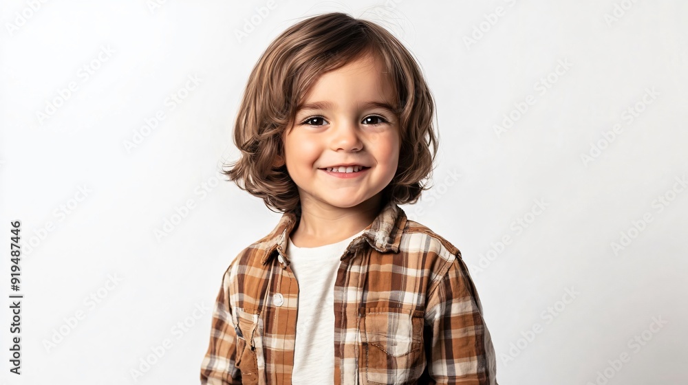 Adorable Little Boy in Casual Clothes on White Background Adorable Little Boy in Casual Clothes on White Background