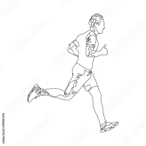 Dessin en ligne continue d'un homme pratiquant un sport de course