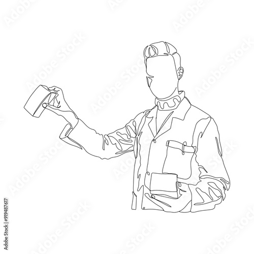 dessin en ligne continue d'un docteur en pharmacie, line art, vector