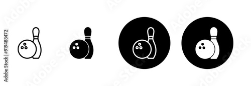 Bowling game Pin Icon vector isolated on white background. Bowling icon, ball and pin