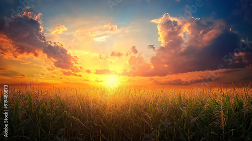 Golden Cornfield Sunset.