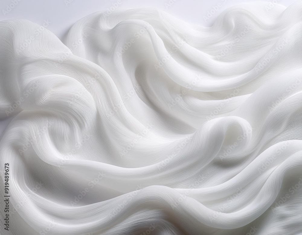 Obraz premium ethereal white texture resembling delicate cloud formations with soft undulating waves creating a mesmerizing abstract pattern that seems to float weightlessly against a pristine background