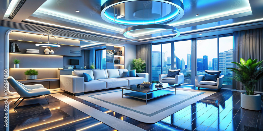 A luxury future style apartment interior. 3D rendering. A luxury future style apartment interior. 3D rendering.