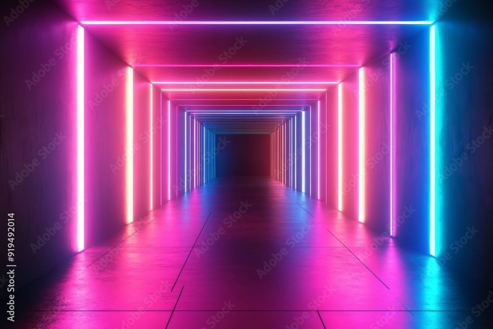 Neon effect in cyberspace. Image generated using AI technology Neon effect in cyberspace. Image generated using AI technology