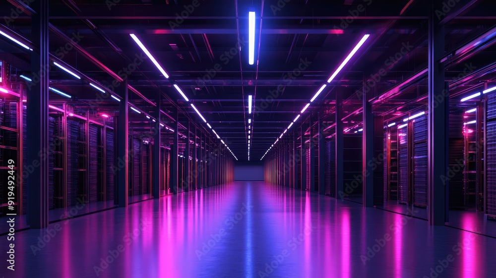 Warehouse interior with LED lighting, industrial building, distribution retail center, part of storage and shipping system. The generation of AI Warehouse interior with LED lighting, industrial building, distribution retail center, part of storage and shipping system. The generation of AI