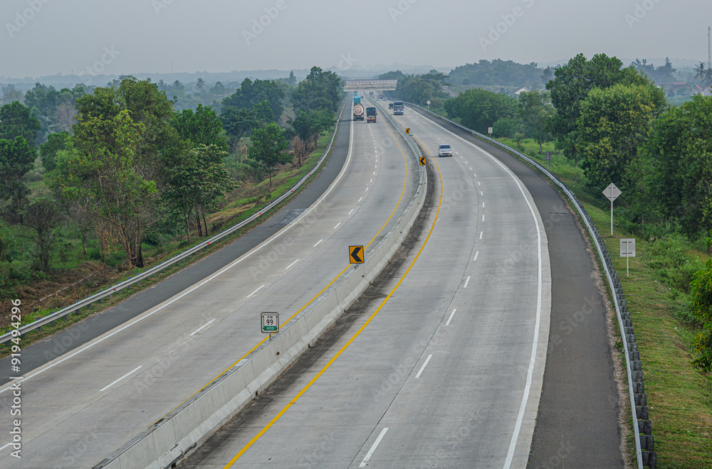 Sumatra toll road in Natar district, South Lampung, Lampung, Indonesia. Sumatra toll road in Natar district, South Lampung, Lampung, Indonesia.