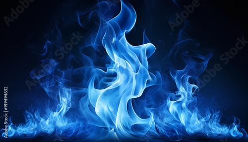 intense blue flames dancing in isolation casting an eerie glow against a dark backdrop showcasing the raw power and beauty of fire