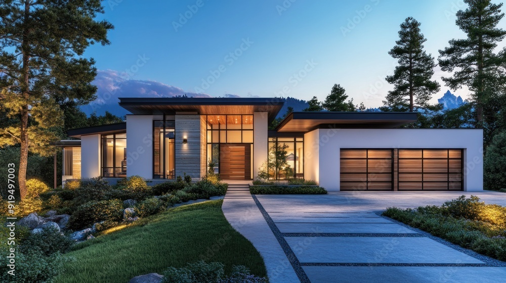A modern house with a charming architectural style that is beautiful and comfortable A modern house with a charming architectural style that is beautiful and comfortable