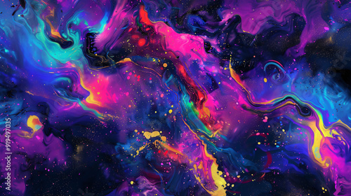 Colorful abstract background resembling a galaxy, with swirling vivid colors and a cosmic feel
