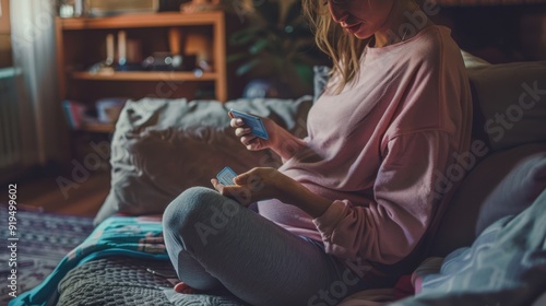 The woman playing cards photo