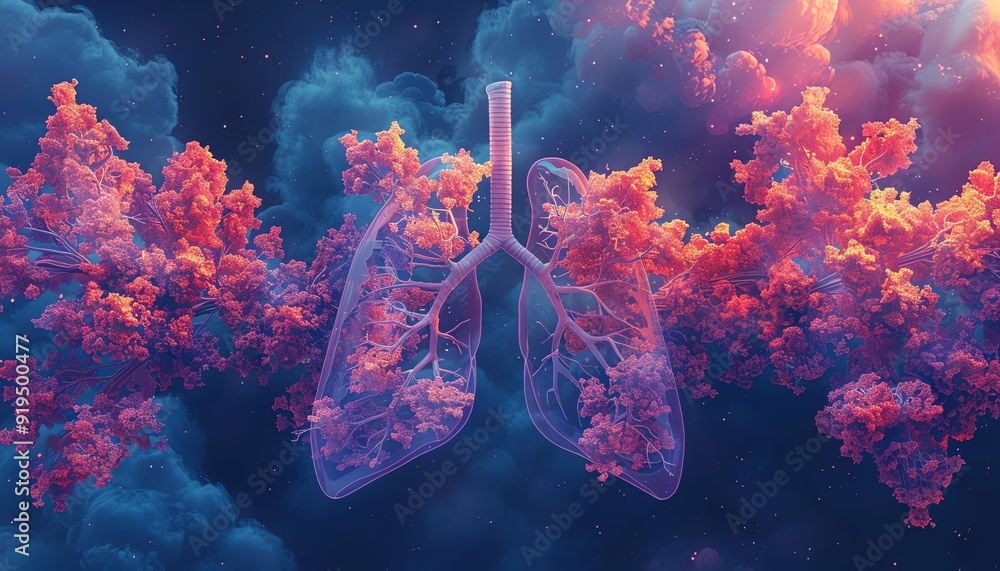 Fotografie, Obraz Respiratory System from a unique Worms-eye ...