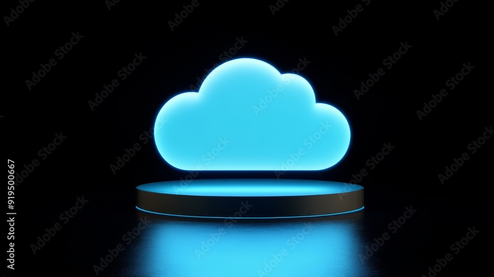 The blue digital cloud computing logo is rotated with an AI technology icon on a futuristic abstract background. The blue digital cloud computing logo is rotated with an AI technology icon on a futuristic abstract background.