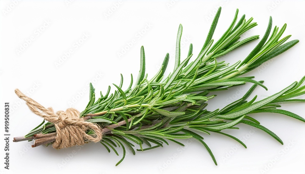 Rosemary twig and leaves isolated on white background. Fresh Rosmary bunch .Top view. Herbs Flat lay. Rosemary twig and leaves isolated on white background. Fresh Rosmary bunch .Top view. Herbs Flat lay.