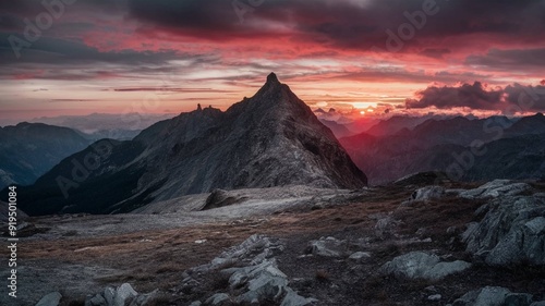 sunset in the mountains
