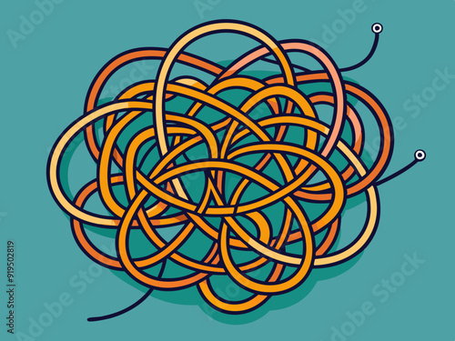 Messy scribble arrow lines. Chaotic doodle line ravel tangle, hand drawn confused messy knot. Difficult route, curved scrawl path chaos concept. Vector set
