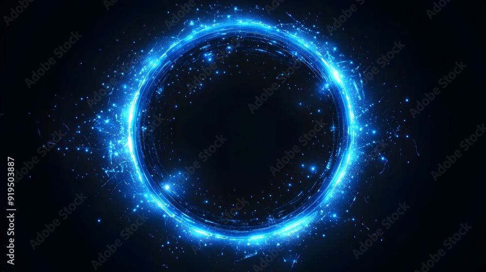 Obraz premium Dazzling Cosmic Portal - Glowing Energy Ring Illuminating the Depths of the Galaxy