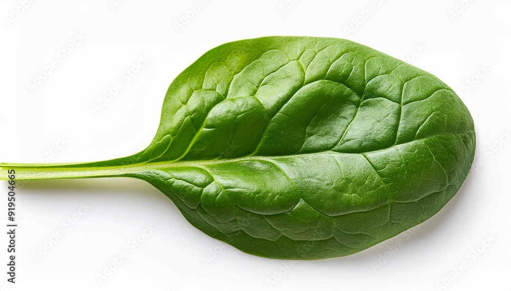 Obraz premium Spinach leaf isolated on white background. Fresh green baby spinach Top view. Flat lay.