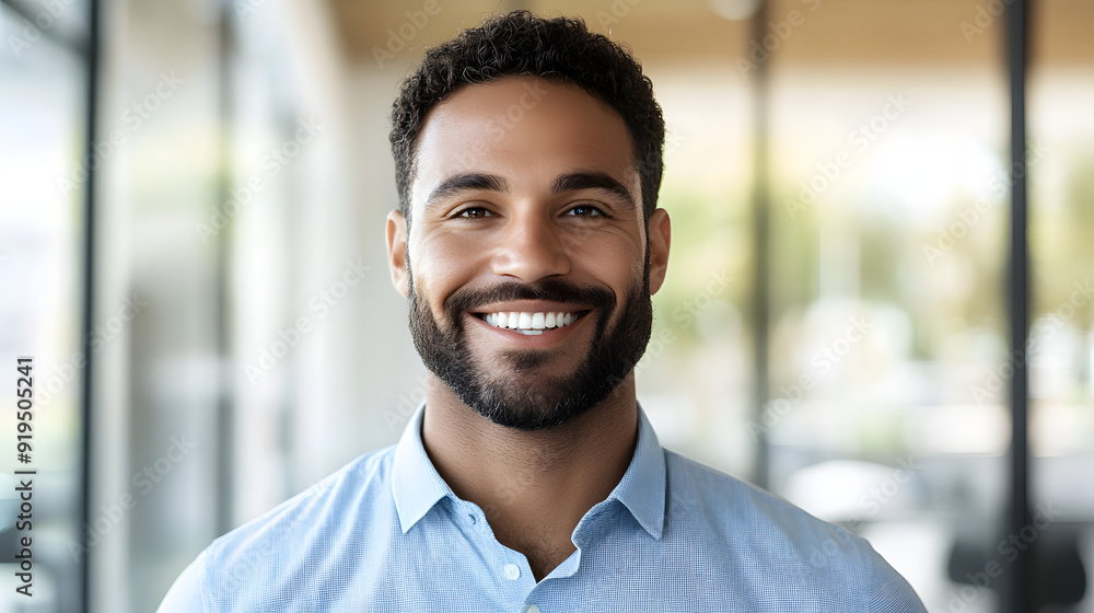 African American male in his 30s in business attire in office with windows African American male in his 30s in business attire in office with windows