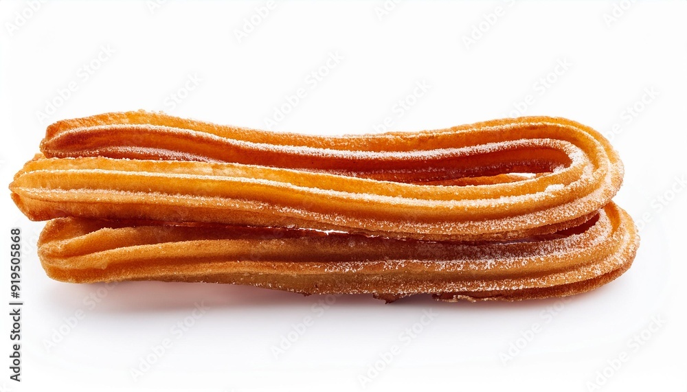 Traditional Churro isolated on white background. Churro - Fried dough pastry, close up Traditional Churro isolated on white background. Churro - Fried dough pastry, close up