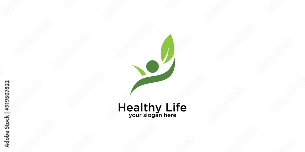 Creative healthy life people logo design with unique concept , premium vector