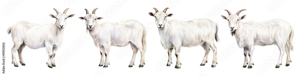 Watercolor goat set. Watercolor goat set.