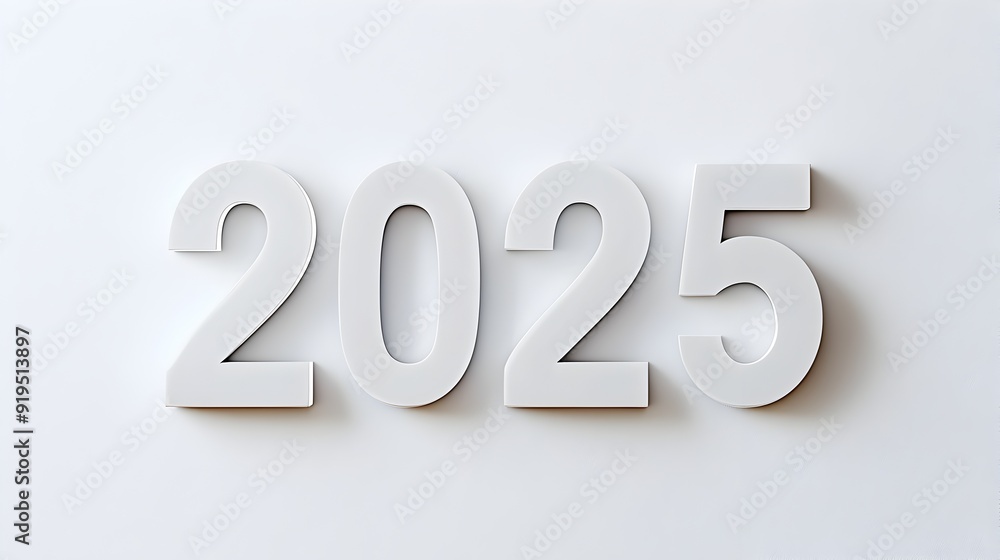 2025 Minimalist New Year Date Design on White Background