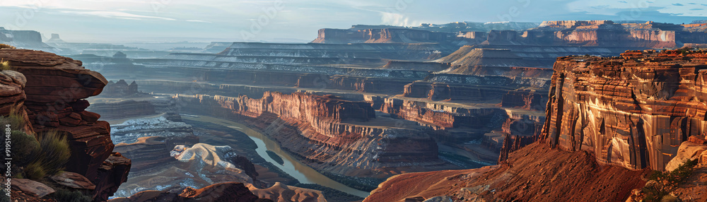 Fototapeta premium Toweriing cliffs and deep canyons carved by millennia of erosion