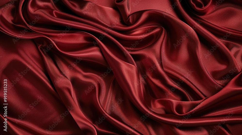 Fototapeta premium Dark red silk background in close up view