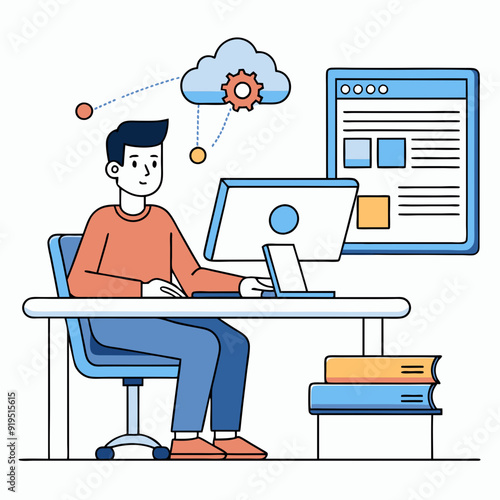 please create a person who is creating an lms website vector illustration photo