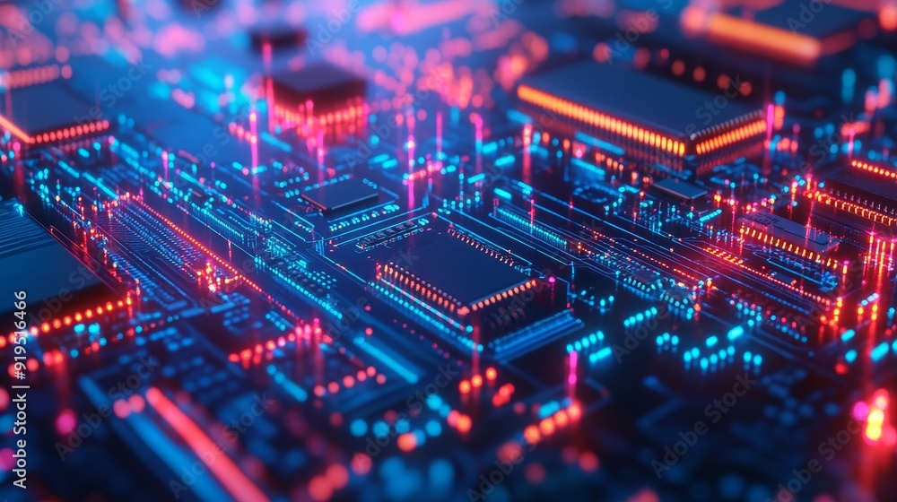 Circuit boards with blue and purple technology Circuit boards with blue and purple technology