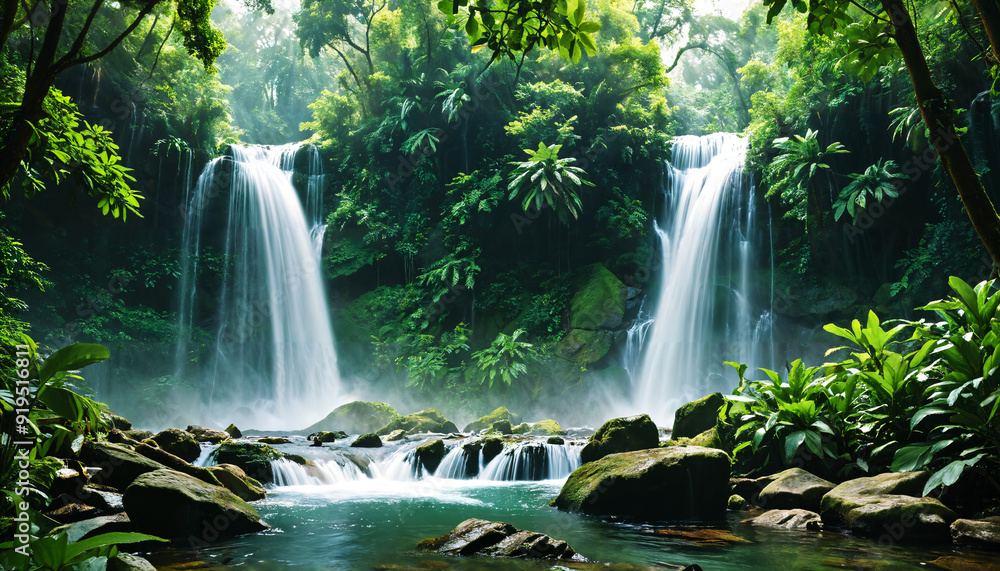 Cascade paradisiaque dans la forêt tropicale Cascade paradisiaque dans la forêt tropicale
