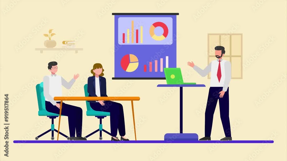 Animated video Business meeting, negotiation concept. Full length animation illustration. High quality 4k footage. Animated video Business meeting, negotiation concept. Full length animation illustration. High quality 4k footage.