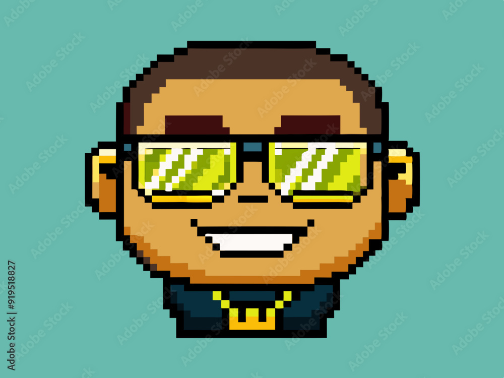 Pixel glasses. Thug life sunglasses meme, like a Boss. Comic 8 bit ...