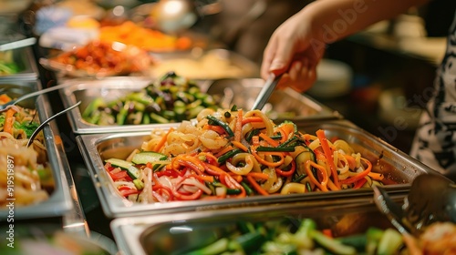 Healthy side dish of marinated mixed vegetables in Korean cuisine photo