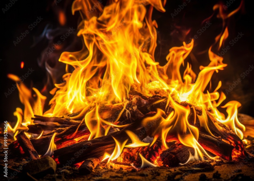 Vibrant flames dance in the darkness, symbolizing intense passion and burning desire, as warm golden light illuminates the surrounding environment with fiery enthusiasm. Vibrant flames dance in the darkness, symbolizing intense passion and burning desire, as warm golden light illuminates the surrounding environment with fiery enthusiasm.