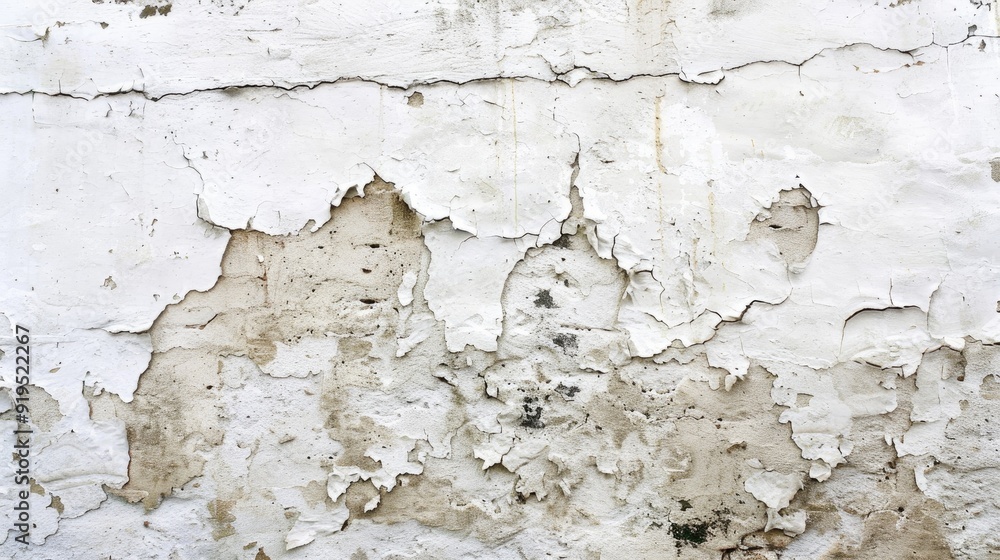 Naklejka premium Lime plastered wall on a white backdrop with imperfections