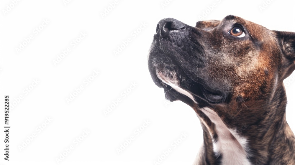 Lonely panting drooling dog in warm weather on white backdrop Web banner with text area Lonely panting drooling dog in warm weather on white backdrop Web banner with text area