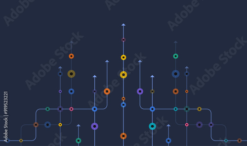 Circuit connect lines and dots. Network technology and Connection concept. Decentralized network nodes connections