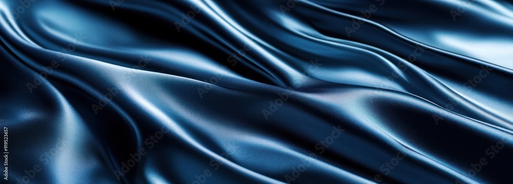 Obraz premium Abstract Blue Silk Fabric Draped in Soft Waves