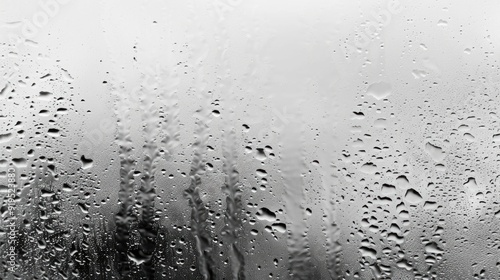 Monochrome background of water condensation on window glass
